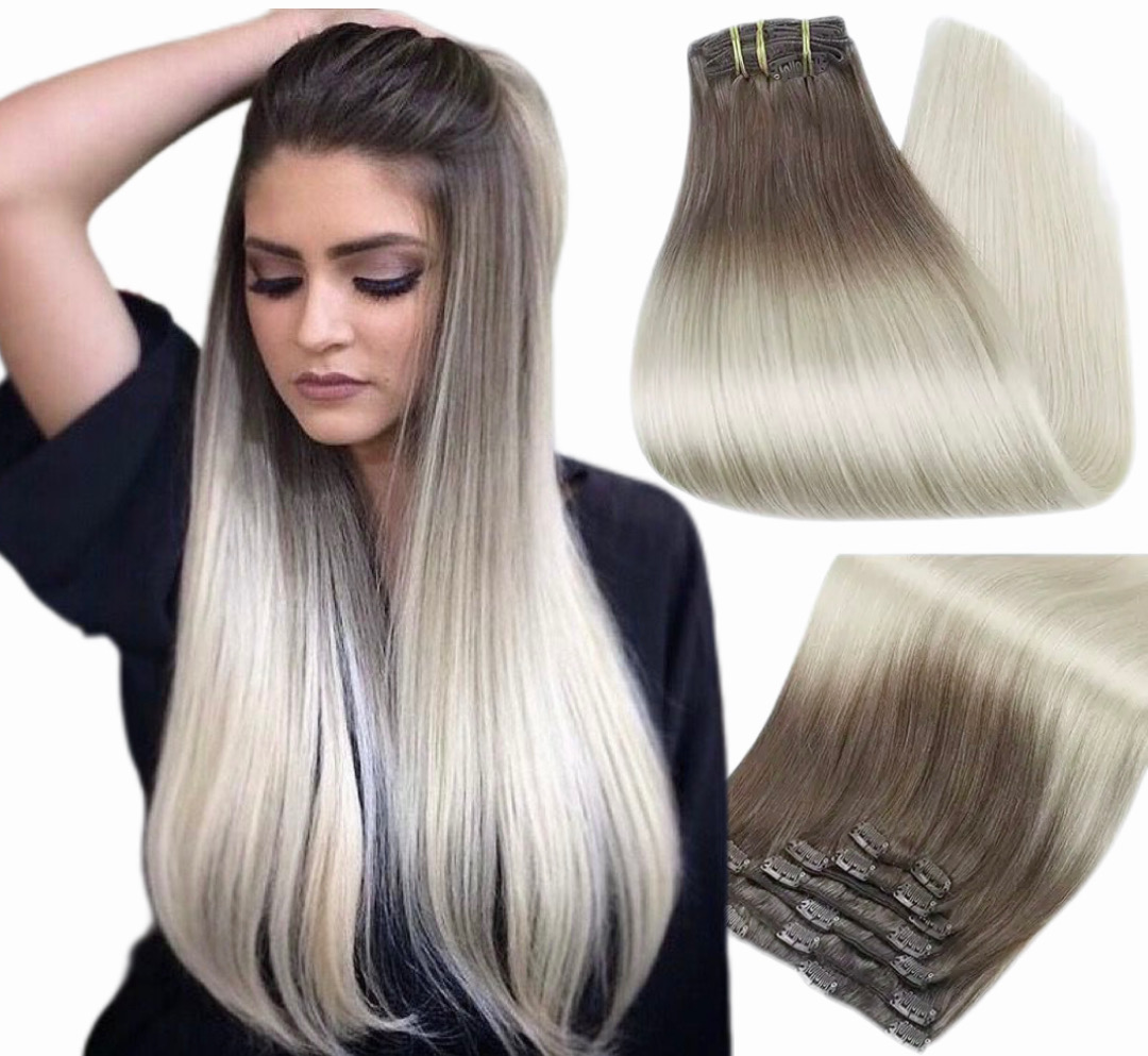 Mini Set Clip-On Ombre #6 Light Grey - Extensii de par București